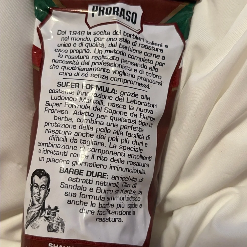 PRORASO Red Shaving Cream In A Tube - Shea Butter, Sandalwood Thick Coarse Beard